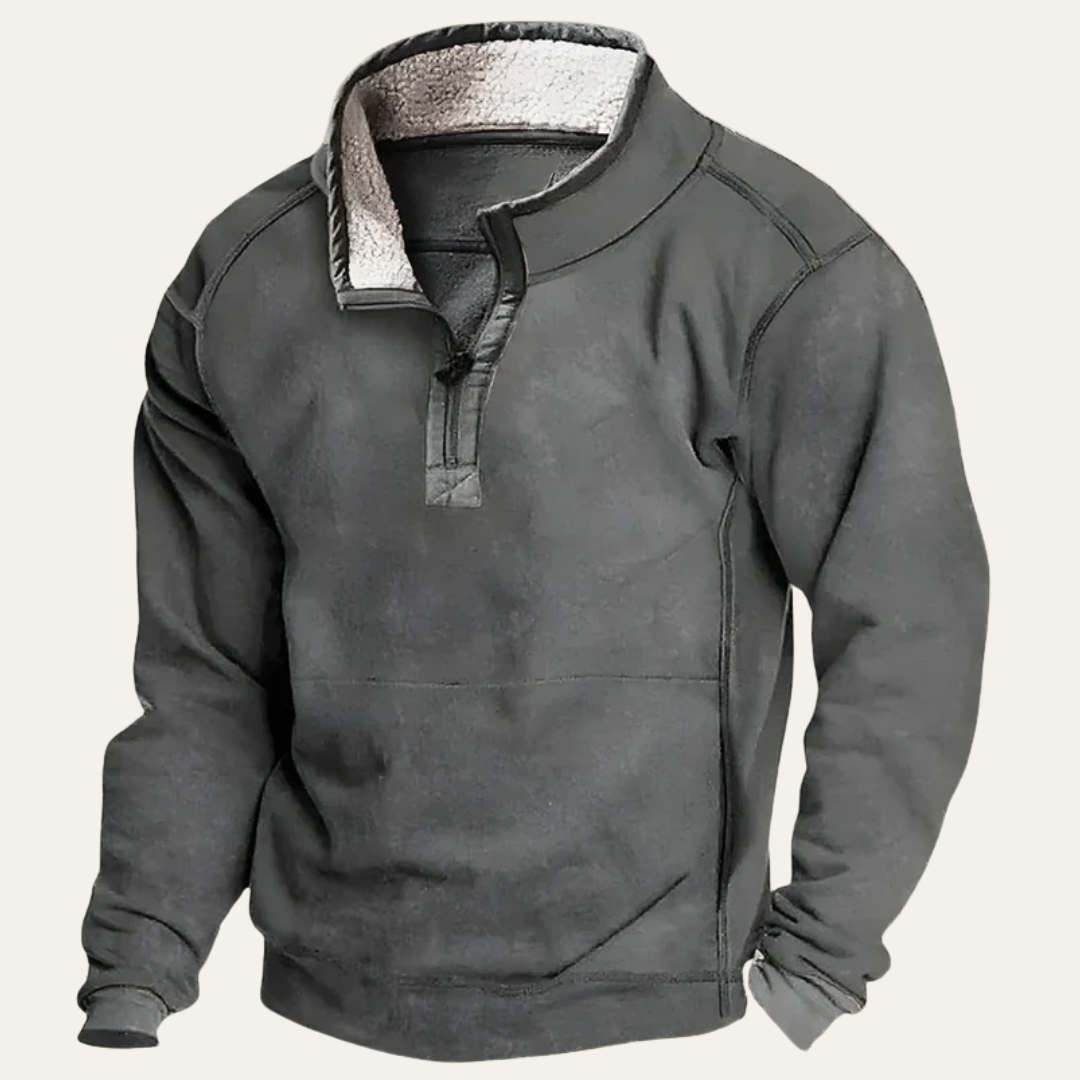 VogeLuxe | Men’s Fleece Pullover Sweater with Stand Collar