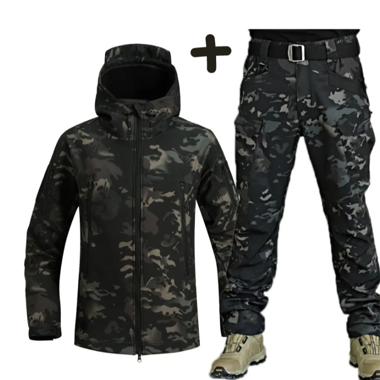 Men's Military Hooded Jacket and Cargo Pant Combo