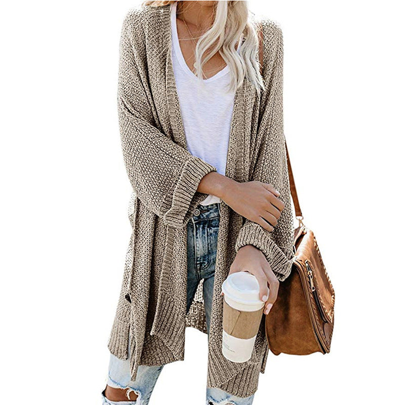 Cozy Women's Open Front Winter Cardigan with Pockets