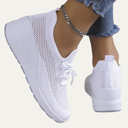 VogeLuxe | Women’s Casual Knit Lace Up Platform Sneakers
