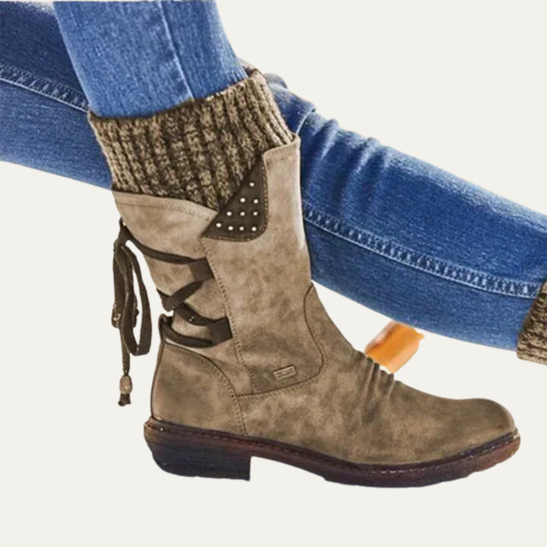 VogeLuxe | Women’s Mid Calf Winter Boots with Slouchy Suede Look
