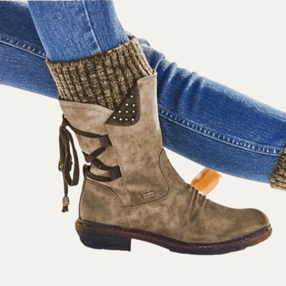 VogeLuxe | Women’s Mid Calf Winter Boots with Slouchy Suede Look