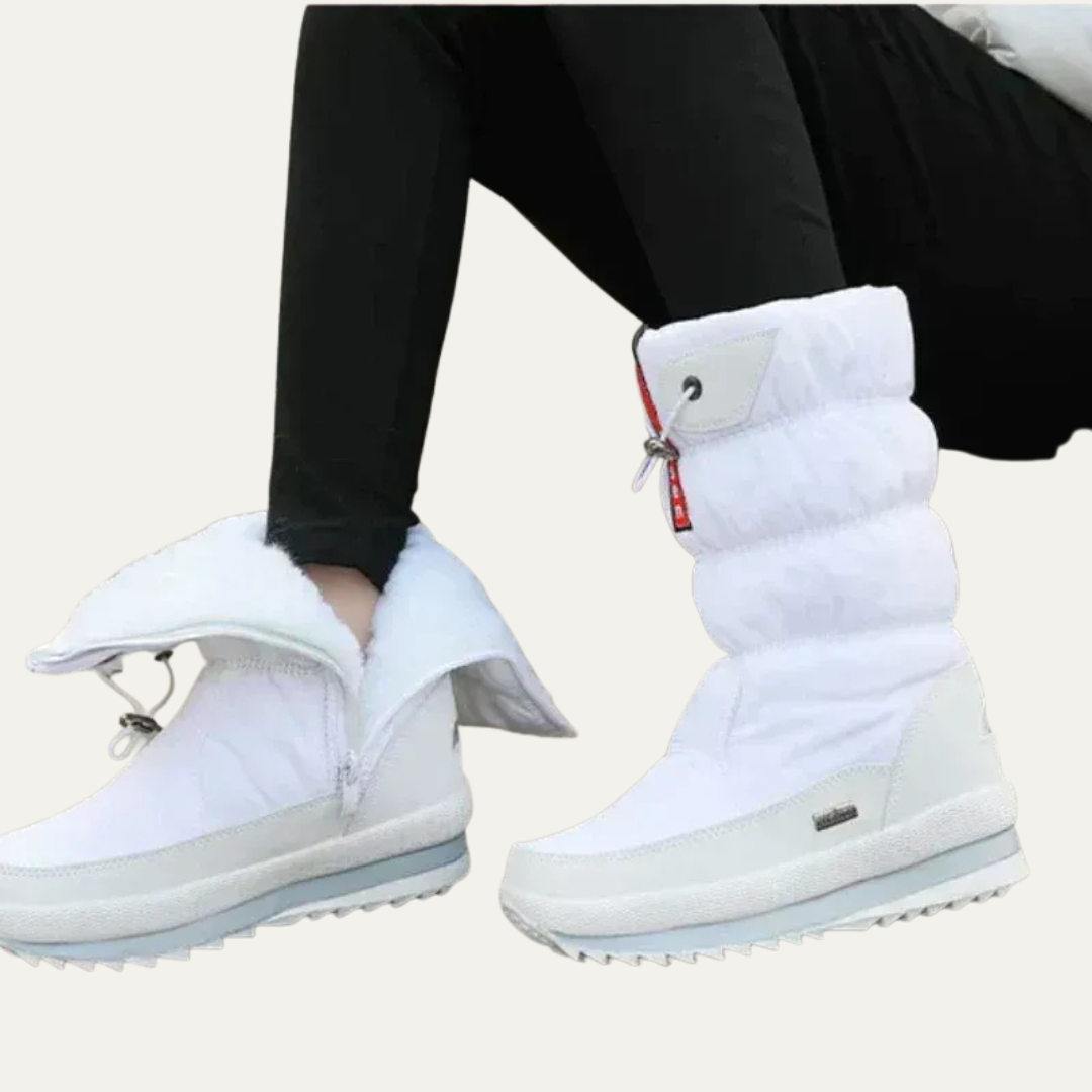 VogeLuxe | Women’s Mid Calf Quilted Snow Boots with Drawstring Shaft