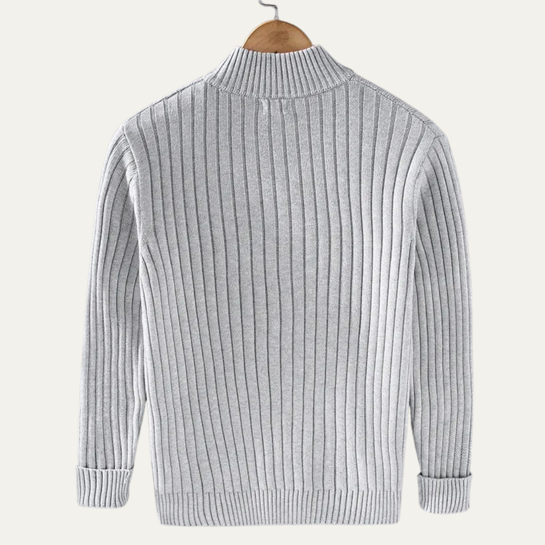 VogeLuxe | Men’s Wide Ribbed Full Zip Cardigan
