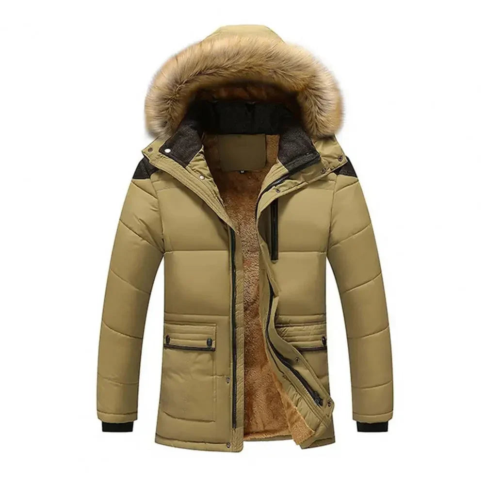 Warm Men's Puffer Parka Coat with Hood