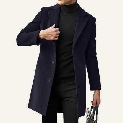 VogeLuxe | Men’s Classic Mid-Thigh Wool Blend Overcoat