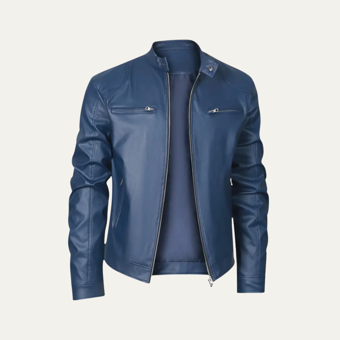 VogeLuxe | Men’s Fitted Leather Motorcycle Jacket