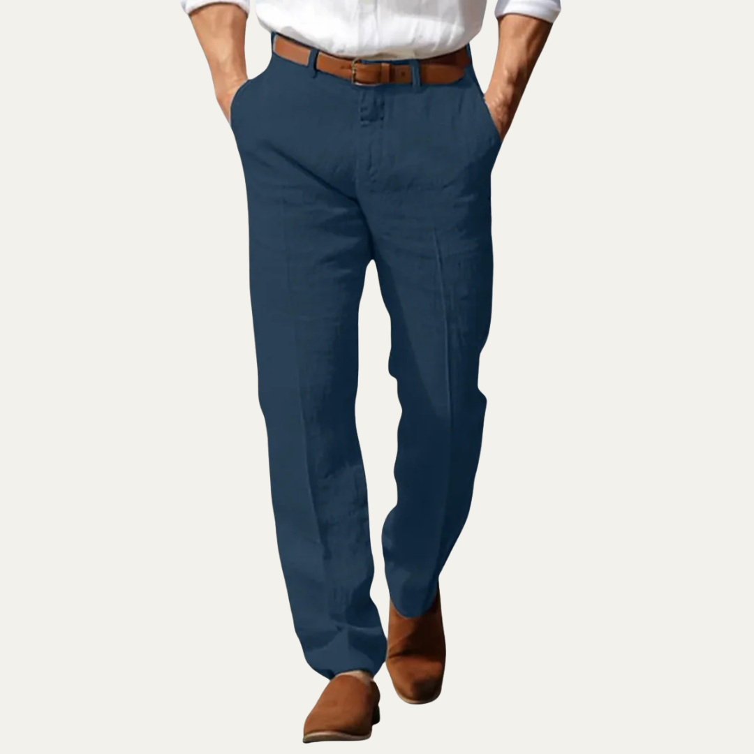 VogeLuxe | Men’s Relaxed Linen Blend Trousers