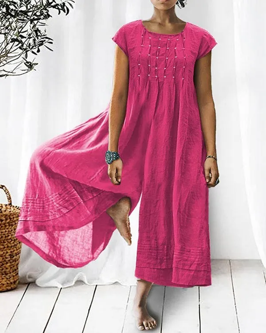 Women's Chic Loose-Fit Pastel Jumpsuit - BritishElegance