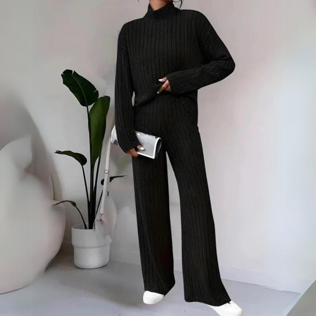 Soft Women's Knit Turtleneck Top and Pants Set