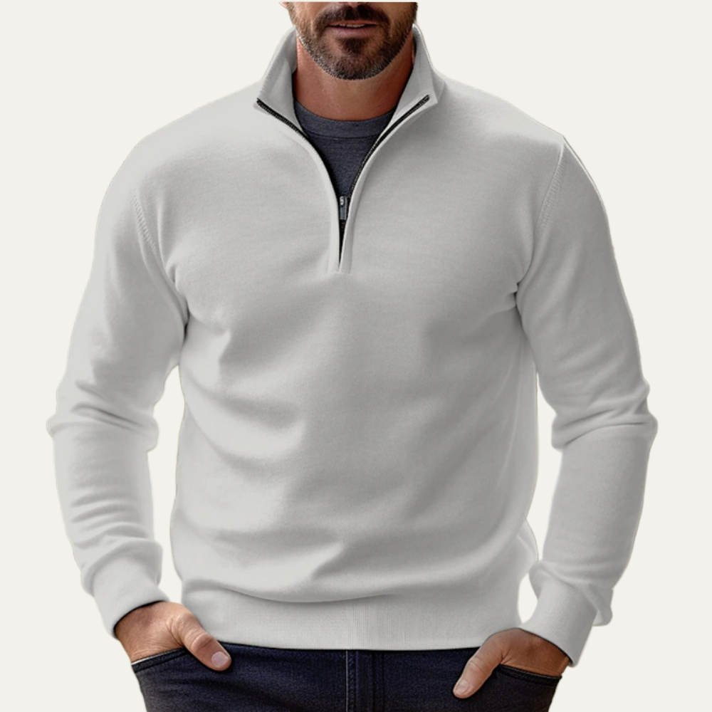VogeLuxe | Men’s Stand Collar Quarter Zip Pullover Sweater