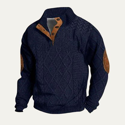 VogeLuxe | Men’s Quilted Funnel Neck Pullover Sweater