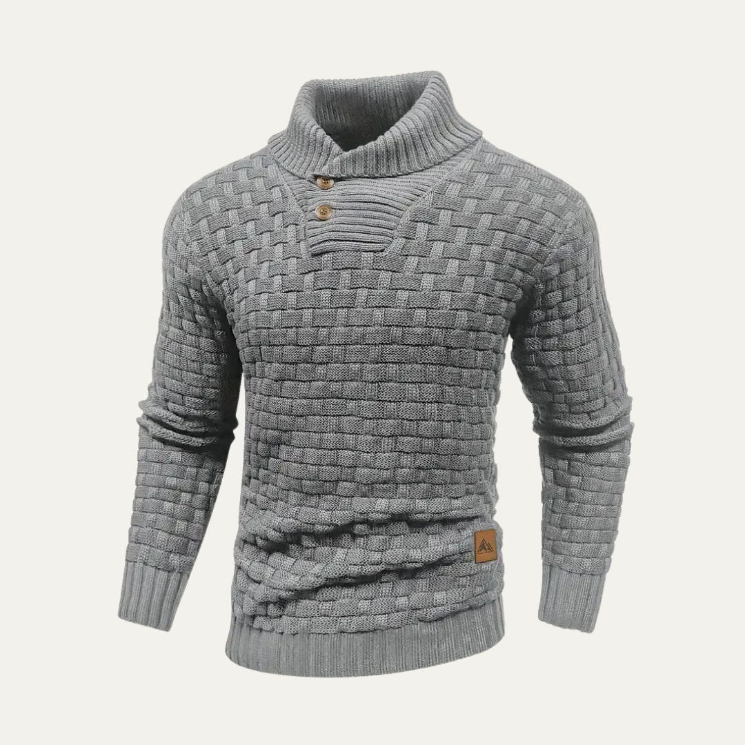 VogeLuxe | Men’s Heavy Knit Shawl Collar Pullover
