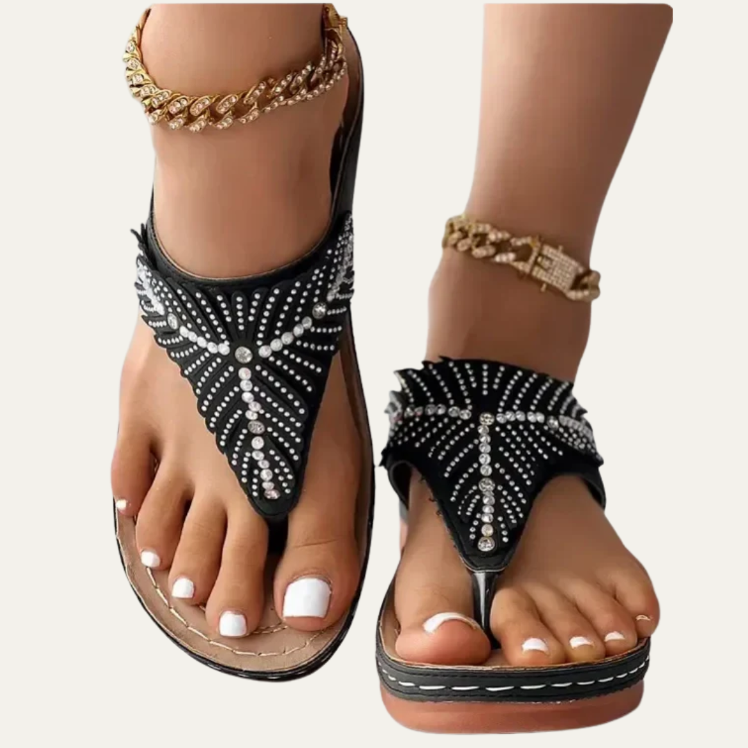 VogeLuxe | Women’s Rhinestone Open Toe Platform Wedge Sandals
