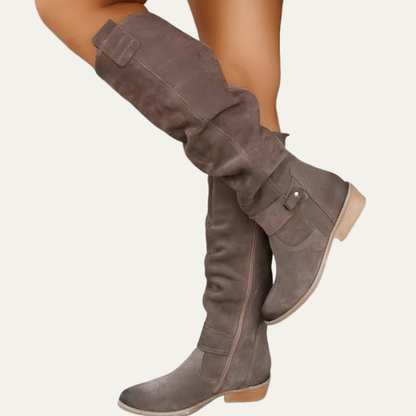 VogeLuxe | Women’s Tall Slouchy Knee High Boots with Buckle Detail