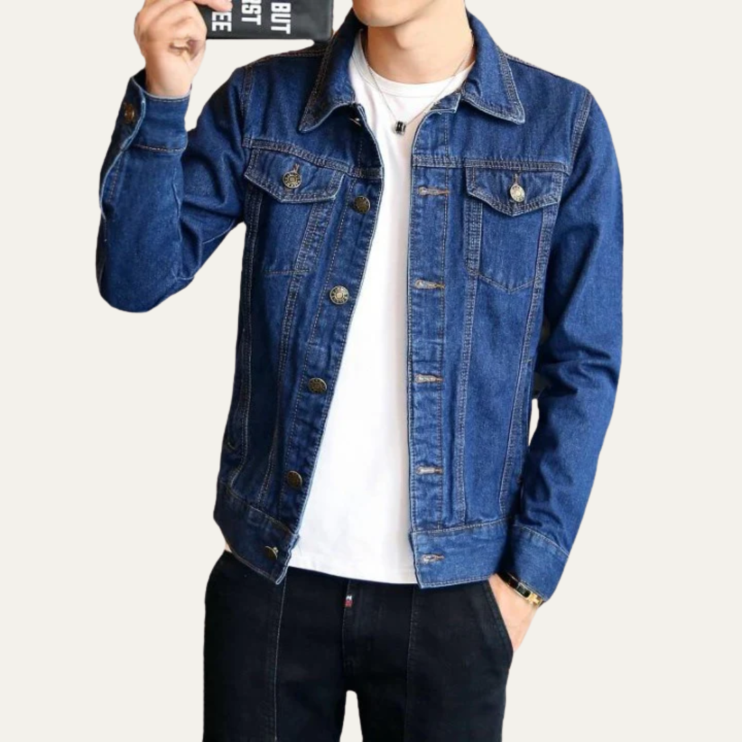 VogeLuxe | Men’s Classic Button Front Denim Trucker Jacket