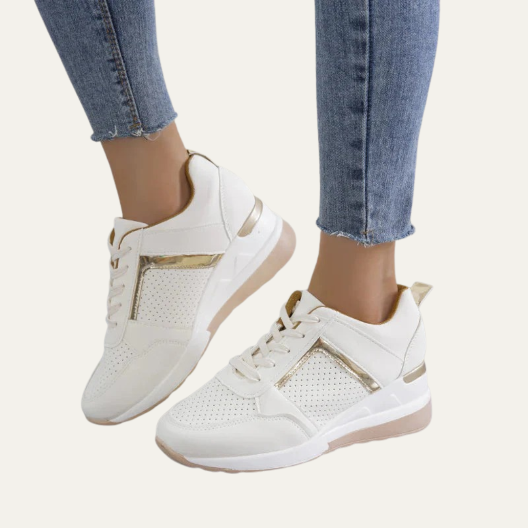 VogeLuxe | Women’s Platform Wedge Sneakers with Metallic Accents