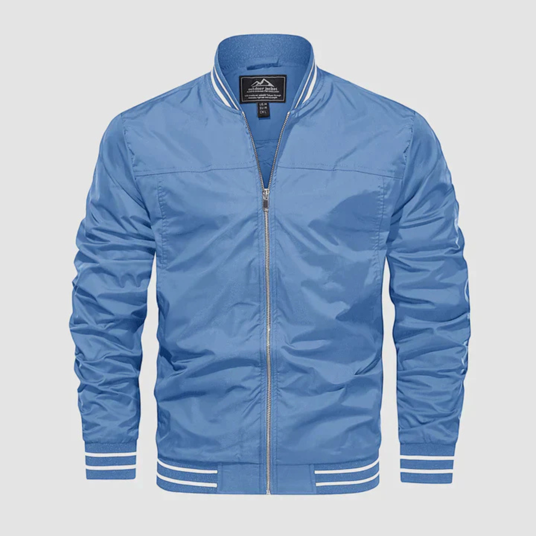 VogeLuxe | Men’s Classic Striped Trim Bomber Jacket