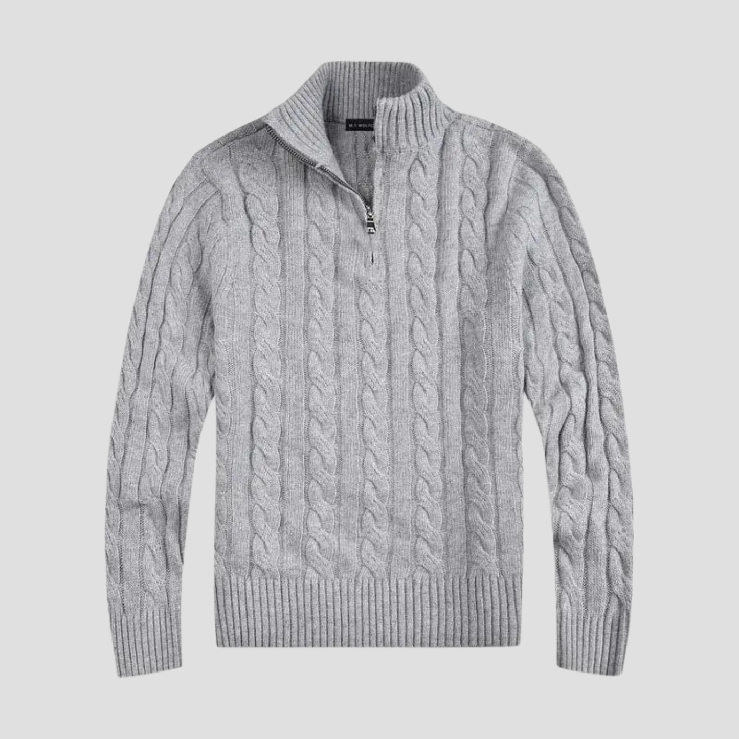 VogeLuxe | Men’s Timeless Quarter Zip Cable Knit Sweater
