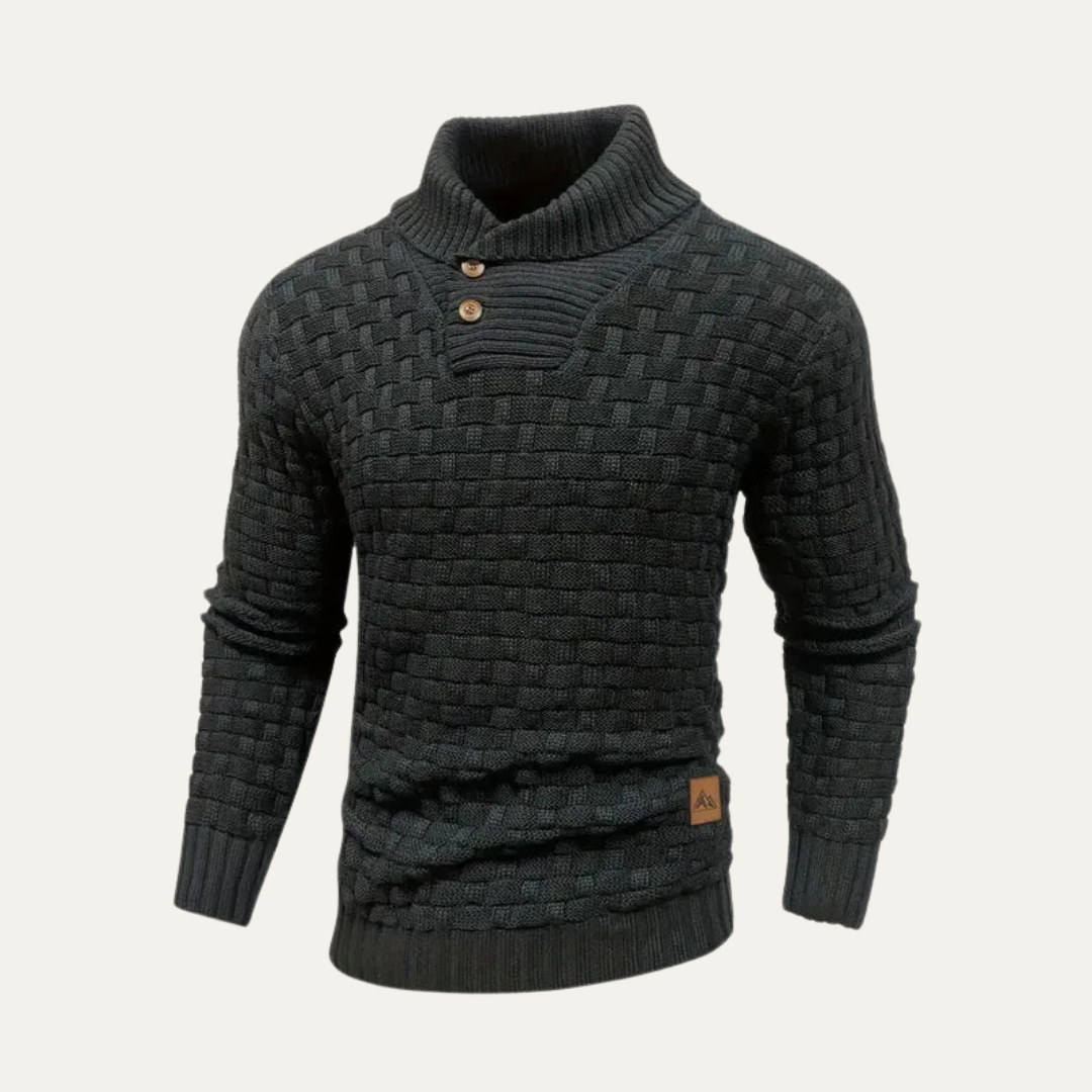 VogeLuxe | Men’s Shawl Collar Textured Knit Pullover Sweater