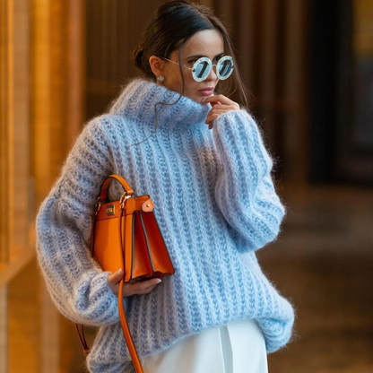 Warm Cozy Women's Cable Knit Turtleneck Sweater