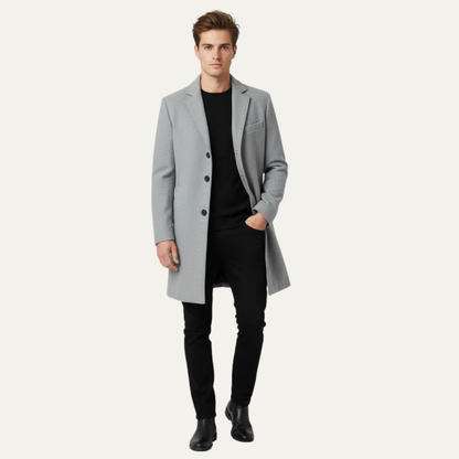 VogeLuxe | Men’s Classic Winter Single-Breasted Trench Coat