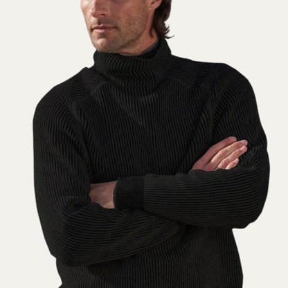 VogeLuxe | Men’s Heavyweight Ribbed Knit Turtleneck Sweater