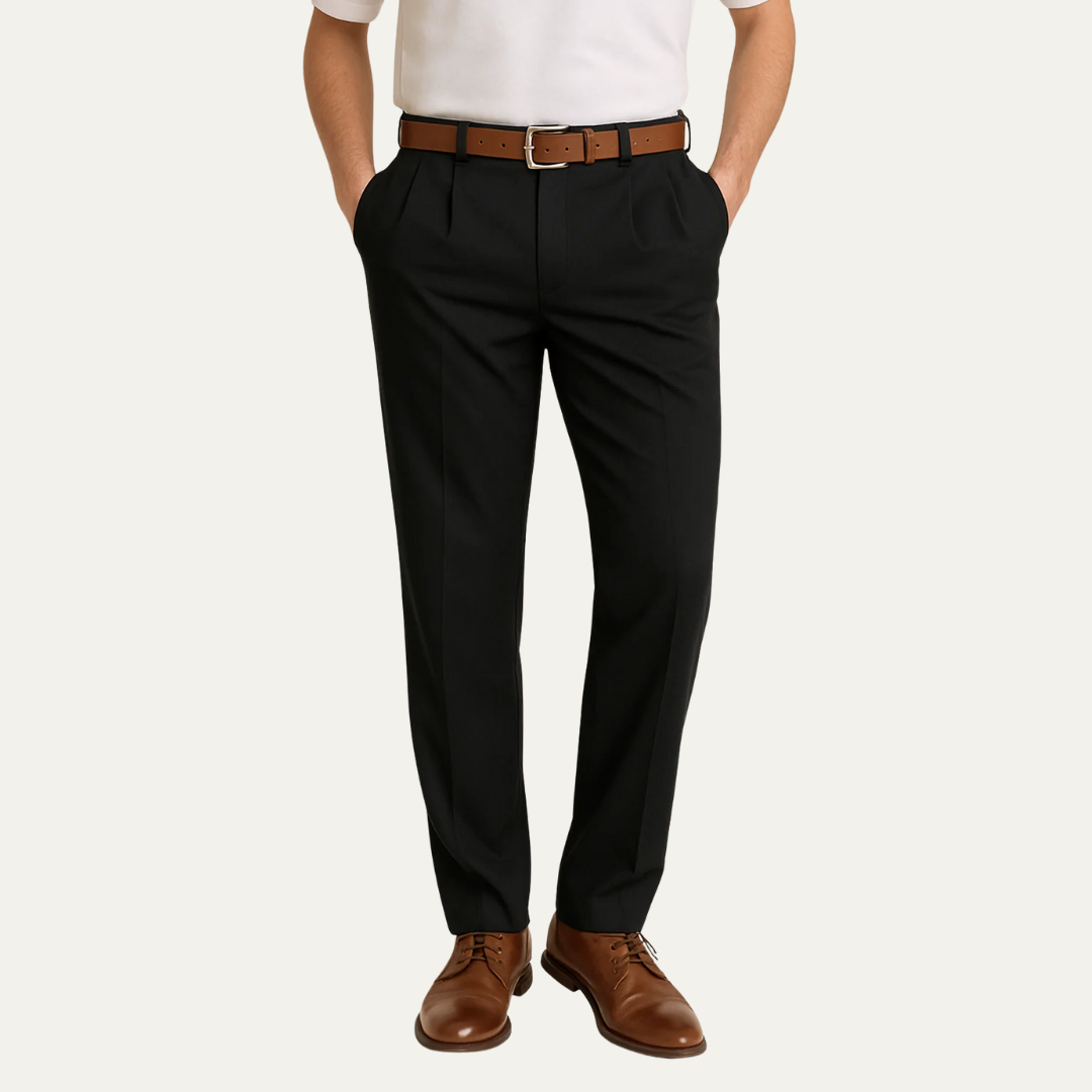 VogeLuxe | Men’s Classic Single-Pleat Dress Trousers