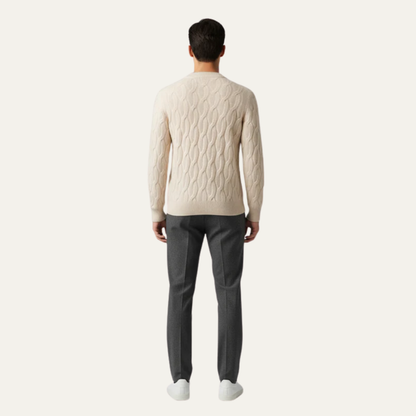 VogeLuxe | Men’s Classic Cable Knit Round Neck Sweater