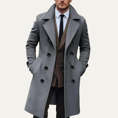 VogeLuxe | Men's Double-Breasted Mid-Length Peacoat