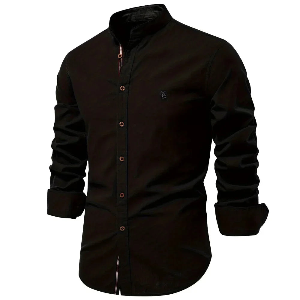 Classic Long Sleeve Men's Collar Button Shirt