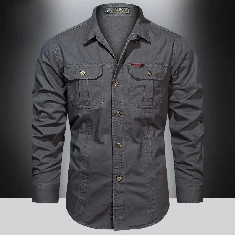 Practical Long Sleeve Work Shirt with Pocket Storage