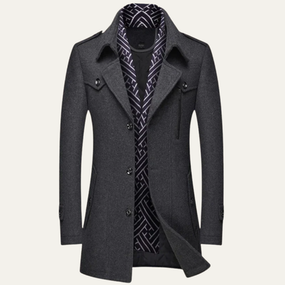 VogeLuxe | Men’s Layered Collar Peacoat Jacket