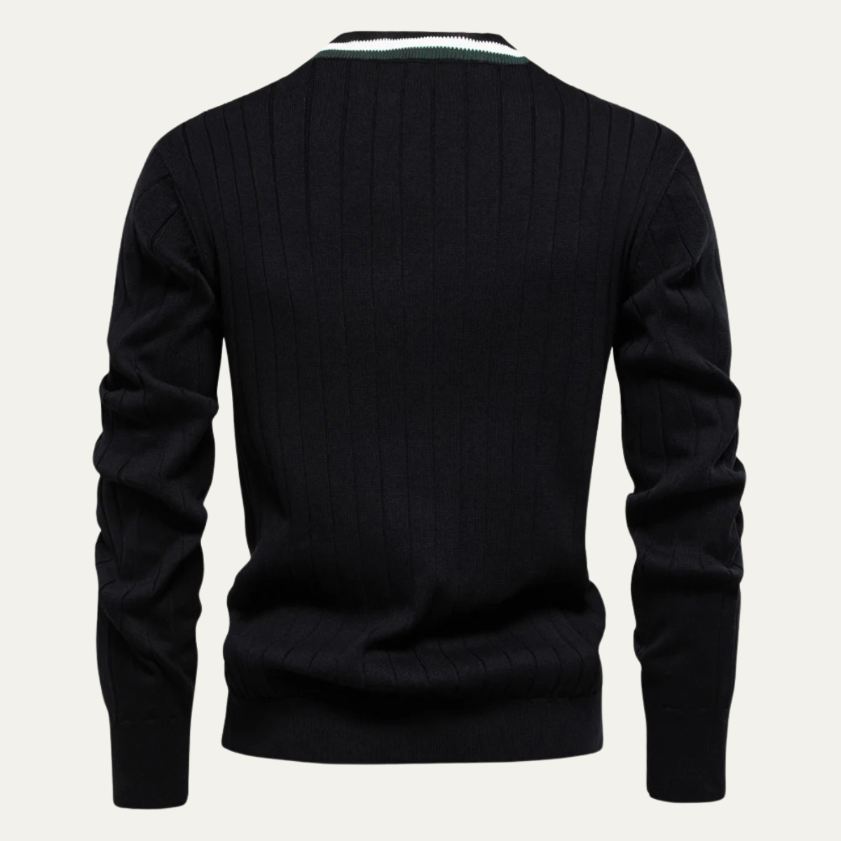 VogeLuxe | Men’s V Neck Rib Knit Cardigan with Striped Trim