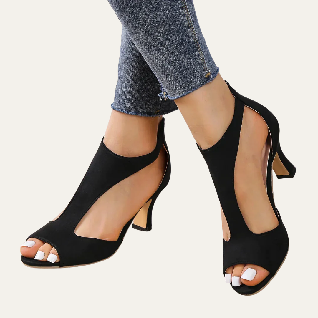 VogeLuxe | Women’s Open Toe T Strap Kitten Heel Sandal