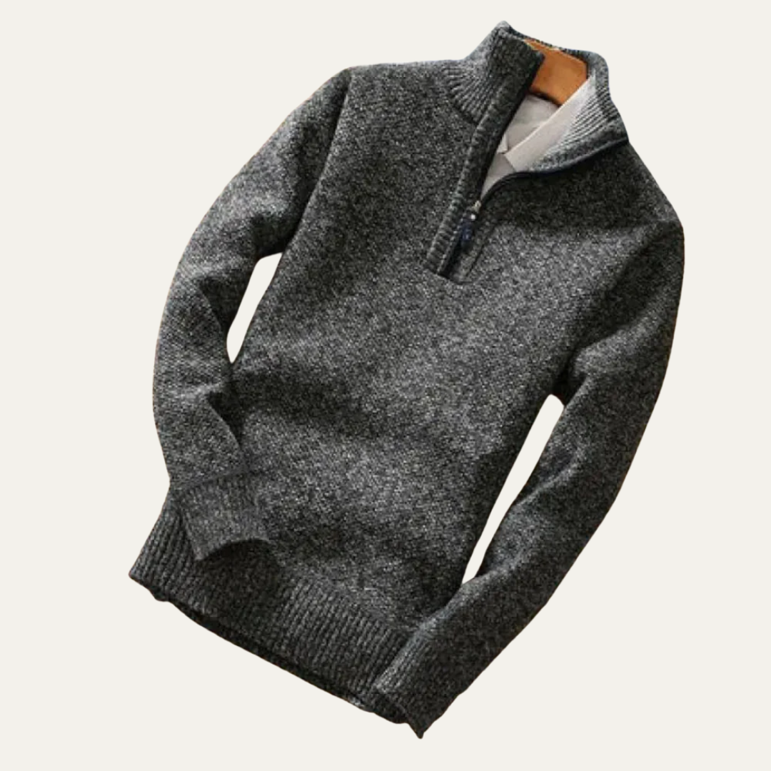 VogeLuxe | Men’s Refined Mock Neck Quarter Zip Sweater