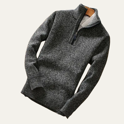 VogeLuxe | Men’s Refined Mock Neck Quarter Zip Sweater
