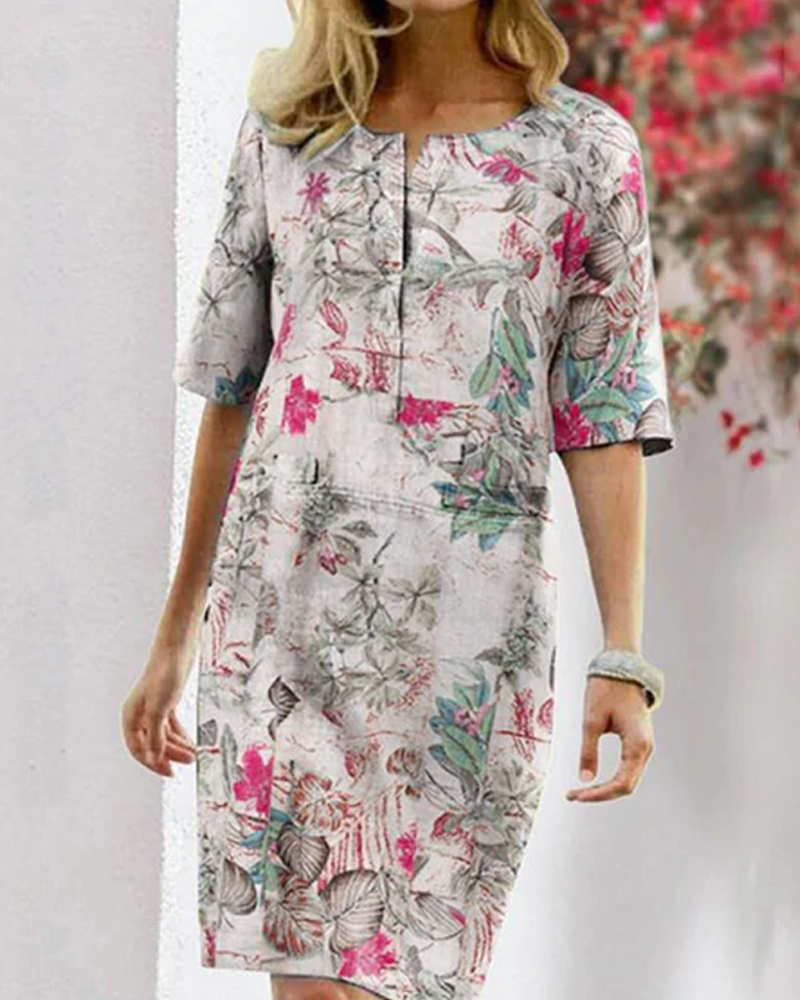 Casual Floral Short Sleeve Women's Dress