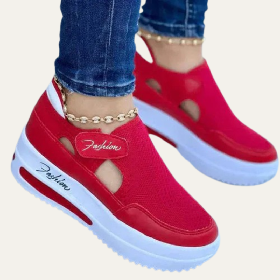 VogeLuxe | Women’s Mesh Knit Low Top Wedge Sneakers with Air Cushion Sole