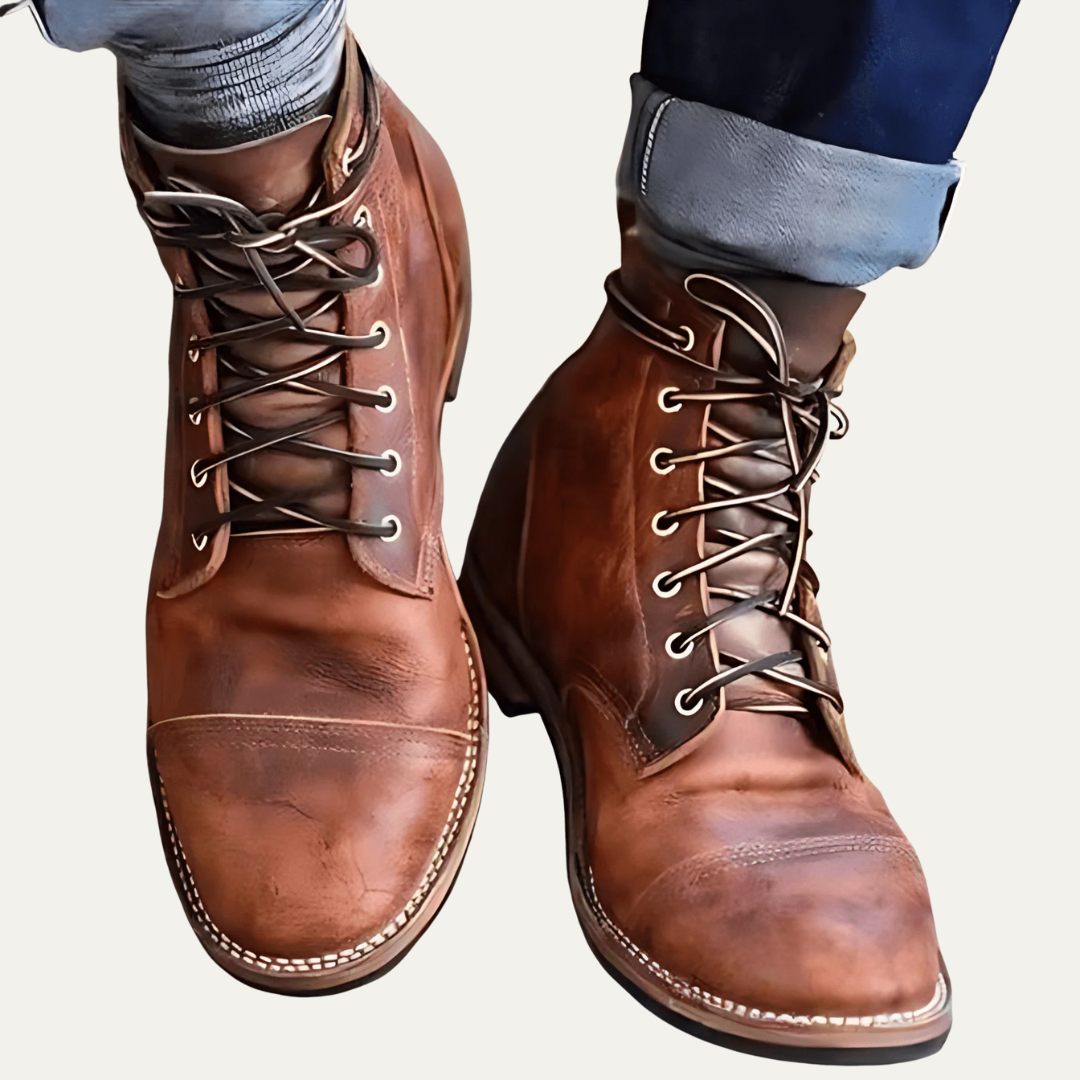 Men’s Burnished Cap Toe Work Boot – Classic Heritage Leather Footwear ...