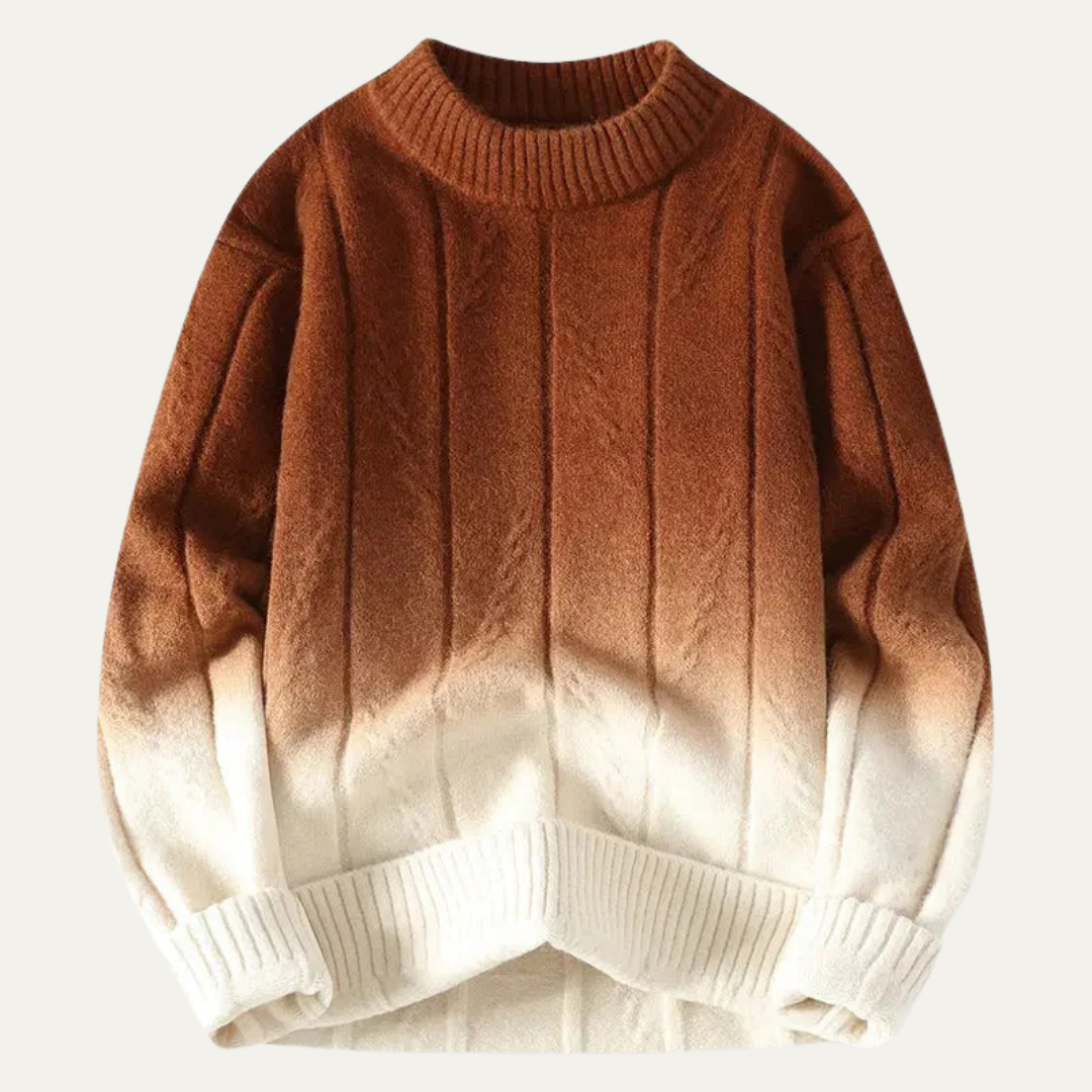 VogeLuxe | Men’s Rib Knit Ombre Crewneck Sweater