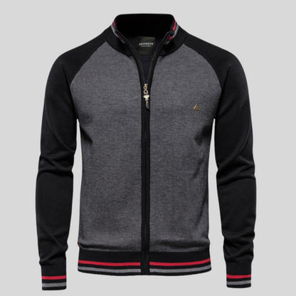 VogeLuxe | Men’s Two Tone Raglan Zip Cardigan