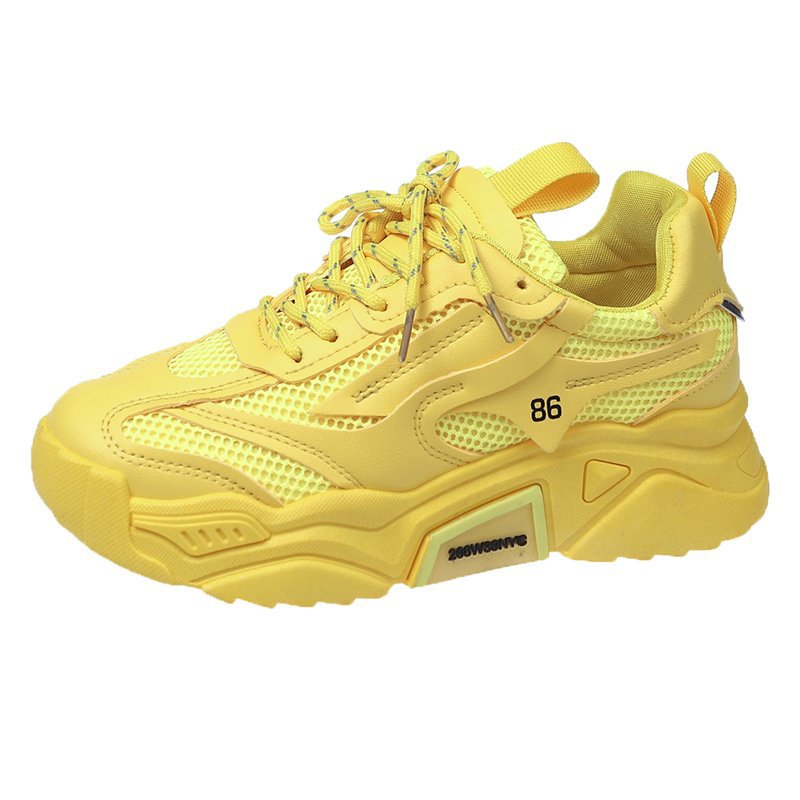 Fashionable Neon Number Print Women's Sneakers