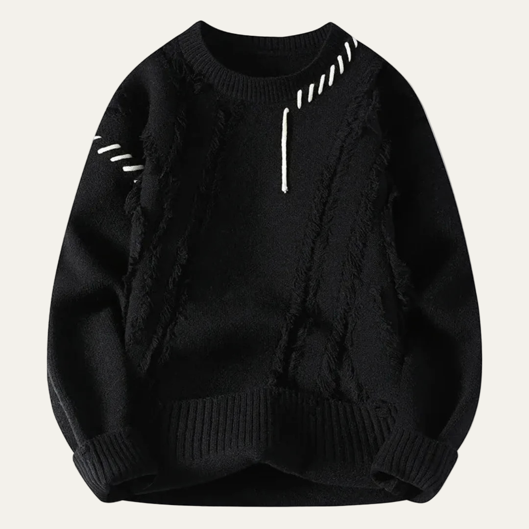 VogeLuxe | Men’s Distressed Fringe Knit Sweater