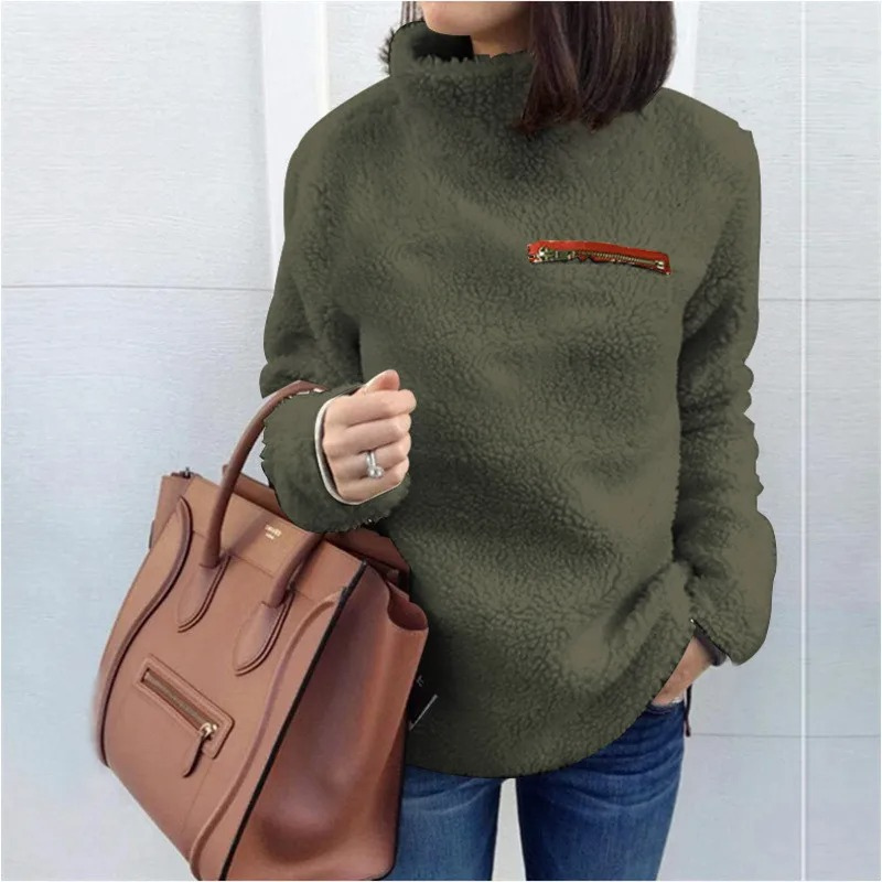 Cozy Womens Fleece Zip Neck Winter Sweater