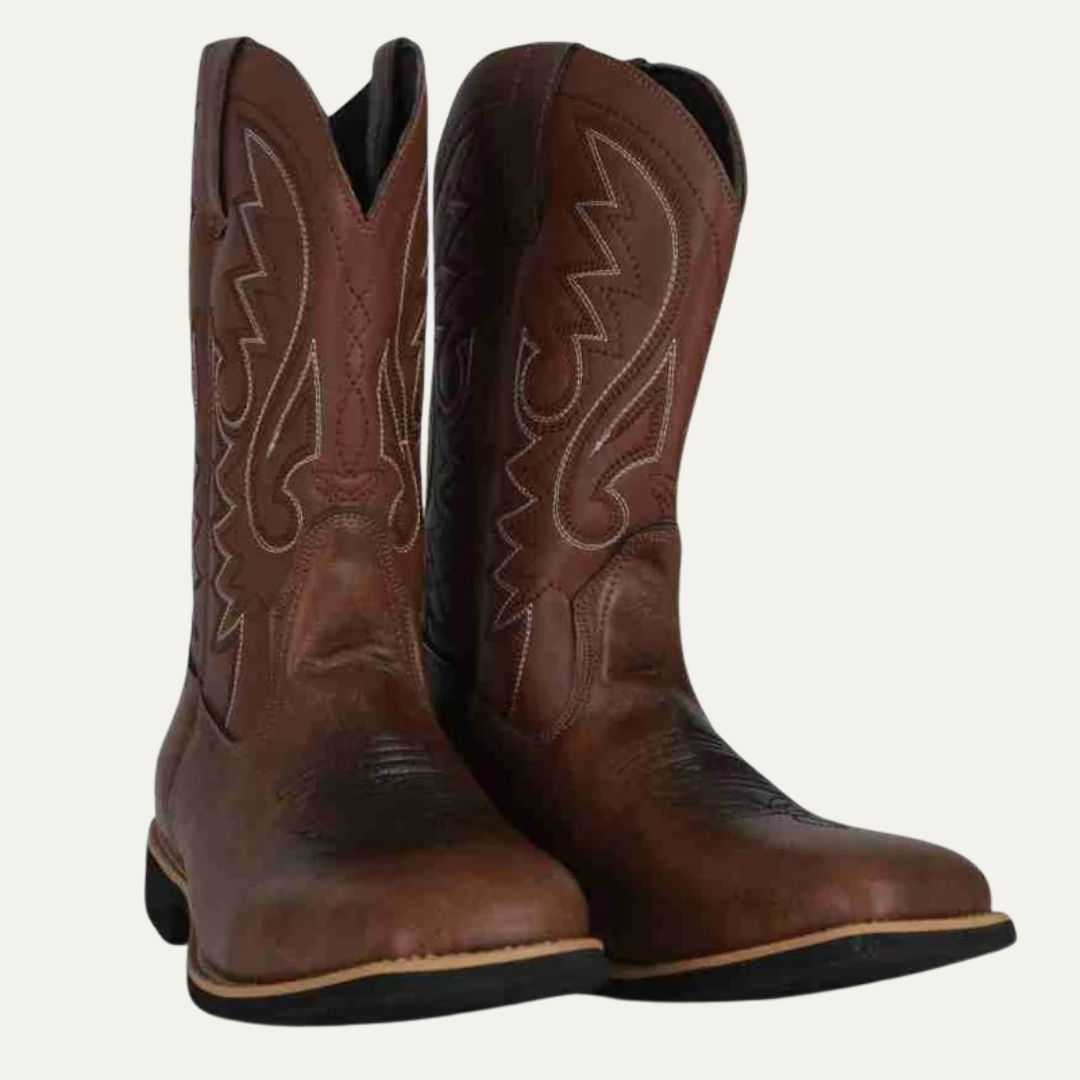 VogeLuxe | Men’s Square Toe Cowboy Boots with Stitched Shaft