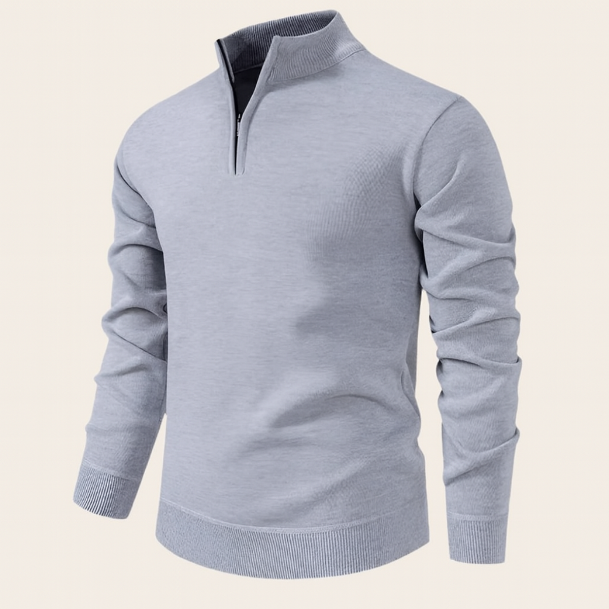 VogeLuxe | Men’s Solid Quarter Zip Stand Collar Pullover