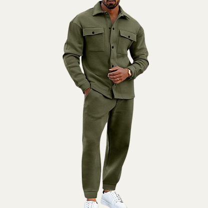 VogeLuxe | Men’s Utility Button Down Shirt and Trouser Set