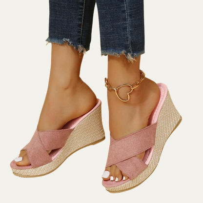 VogeLuxe | Women’s Open Toe Cross Strap Wedge Sandals
