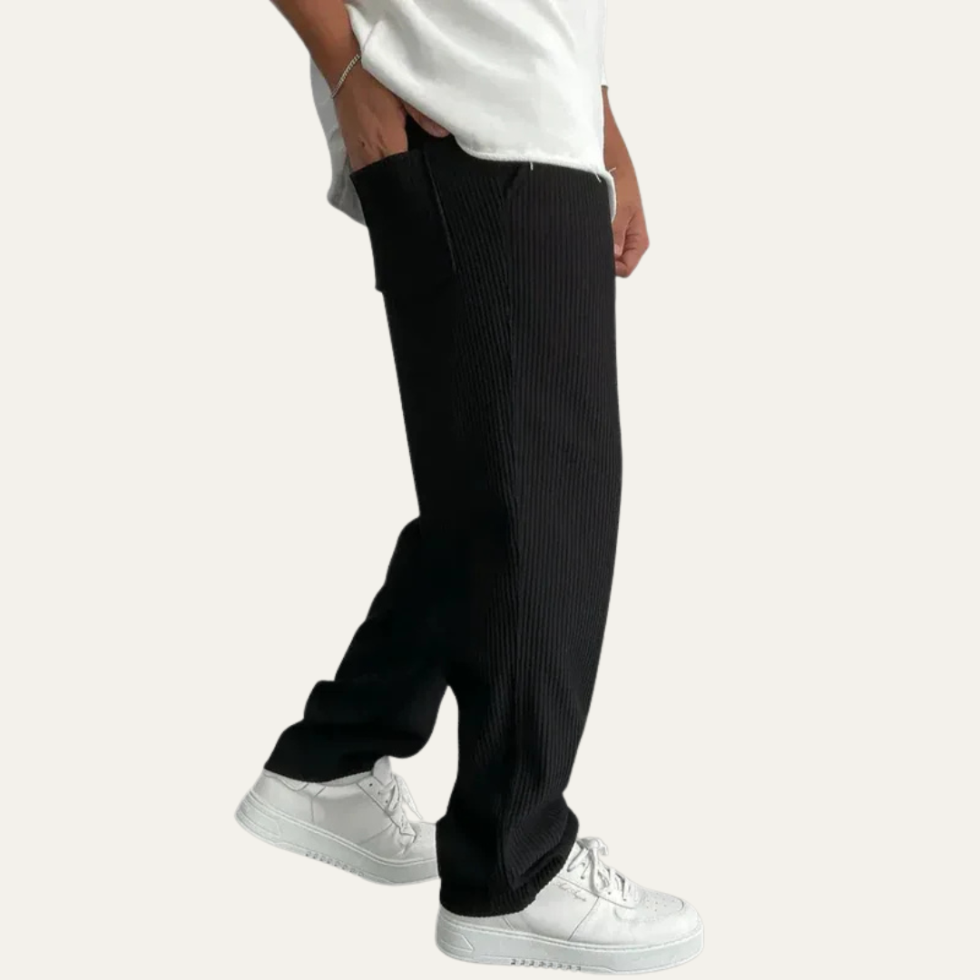 VogeLuxe | Men’s Wide Leg Rib Knit Lounge Trousers